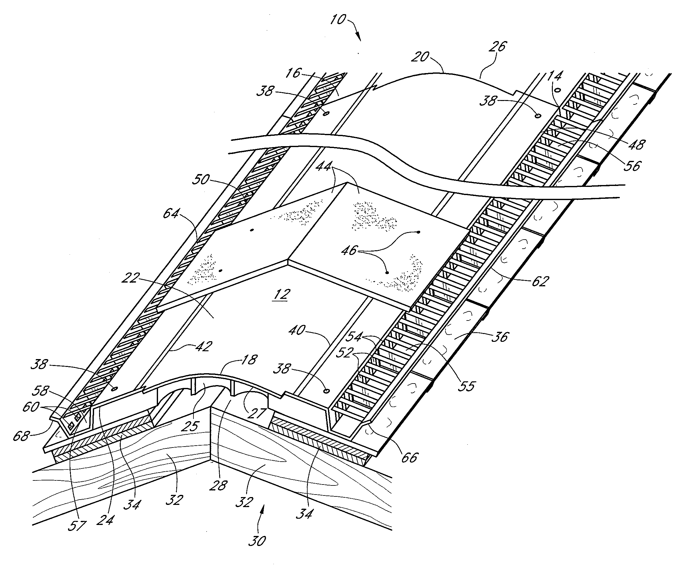 Roof ridge vent with improved trough