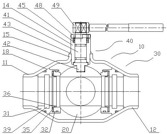 Two-way ball valve with cold-drawn integral valve body and preparation method of two-way ball valve