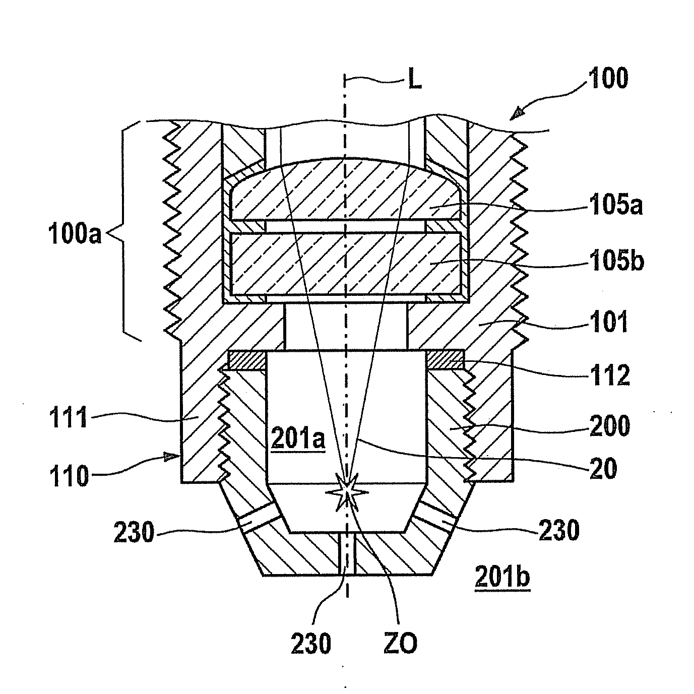 Laser spark plug and prechamber module for same