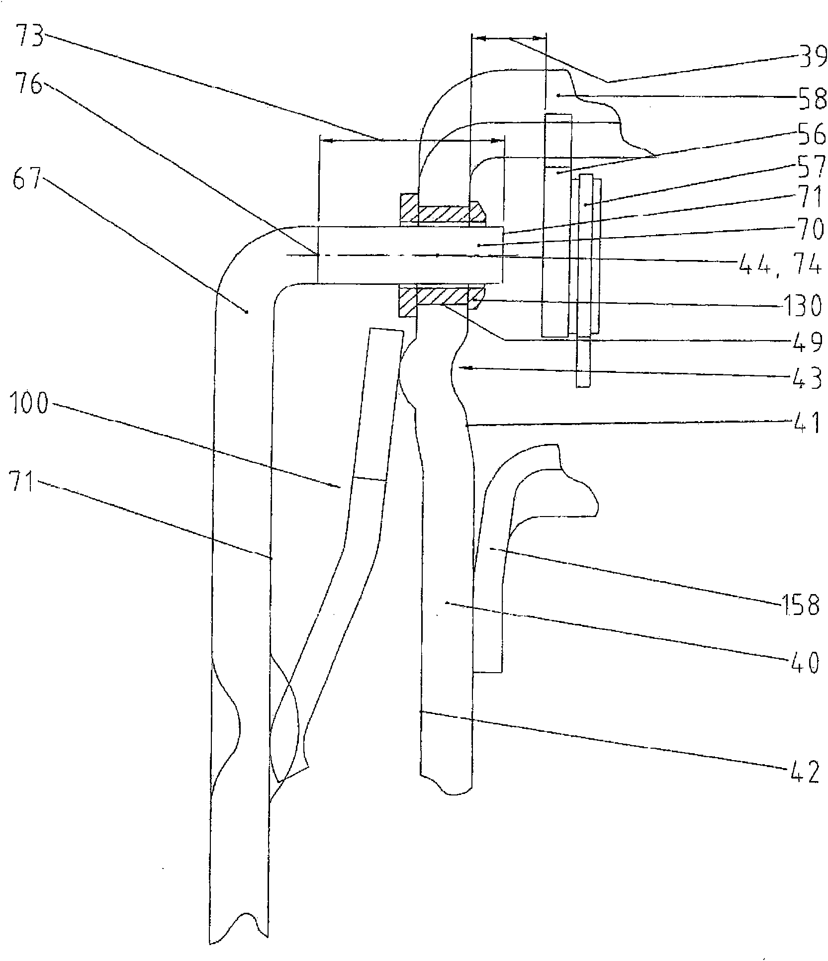 Dual clutch arrangement having a piston guide element