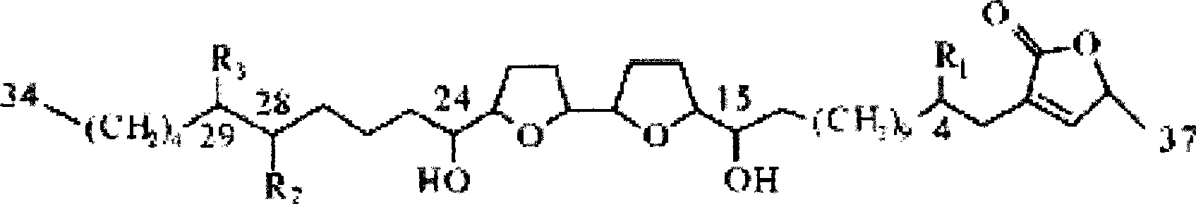 Use of annonaceous acetogenins in preparing medicine for treating lung cancer or breast cancer