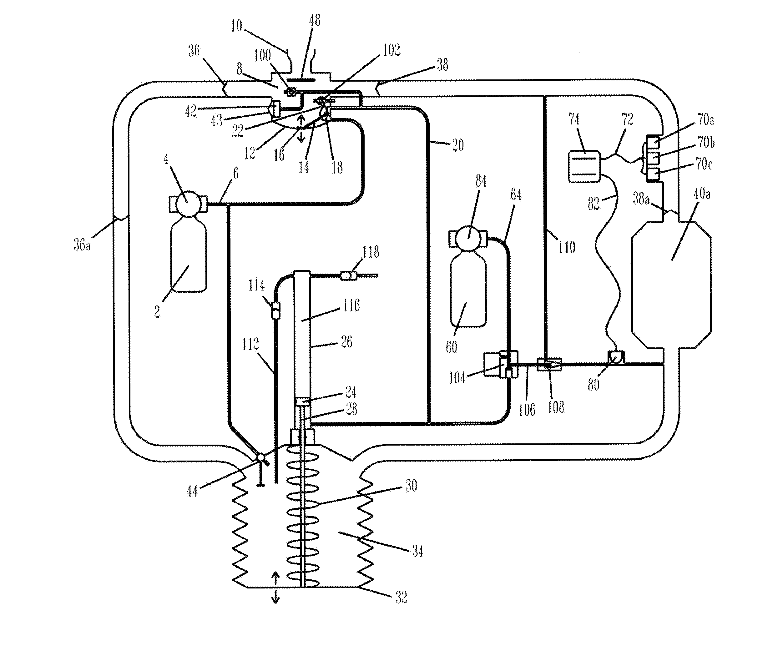 Gas assisted re-breathing device