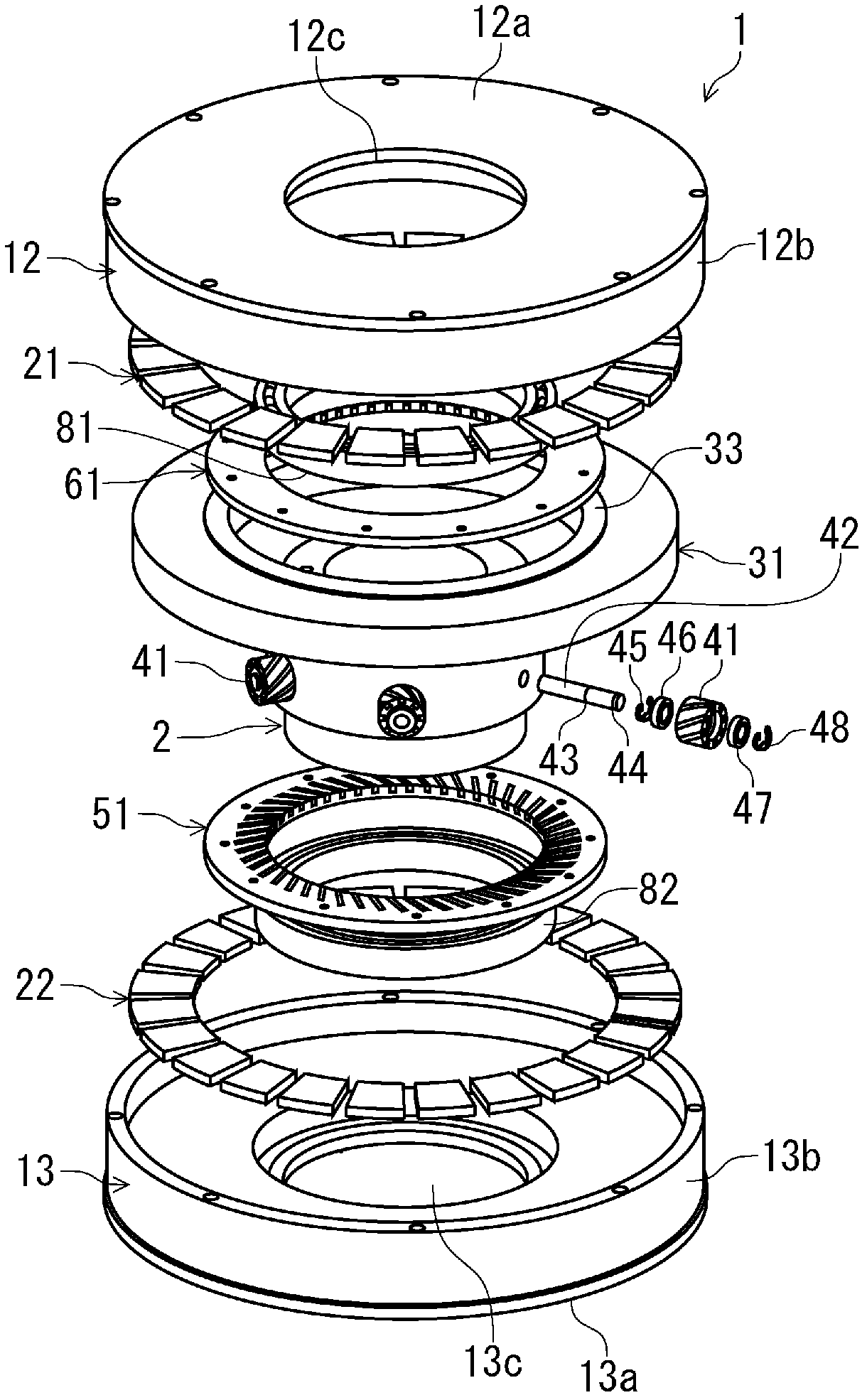 Disc-type coaxial counter-rotation generator and wind power generation device using disc-type coaxial counter-rotation generator