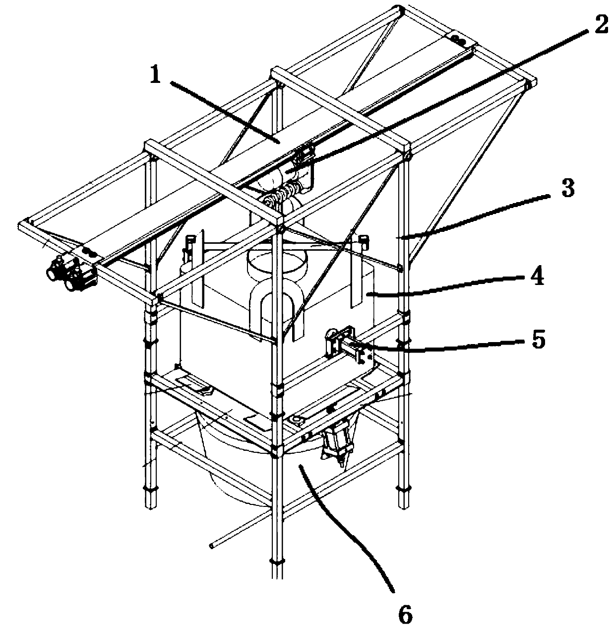 Automatic bag unpacking device and bag unpacking method for ton bag