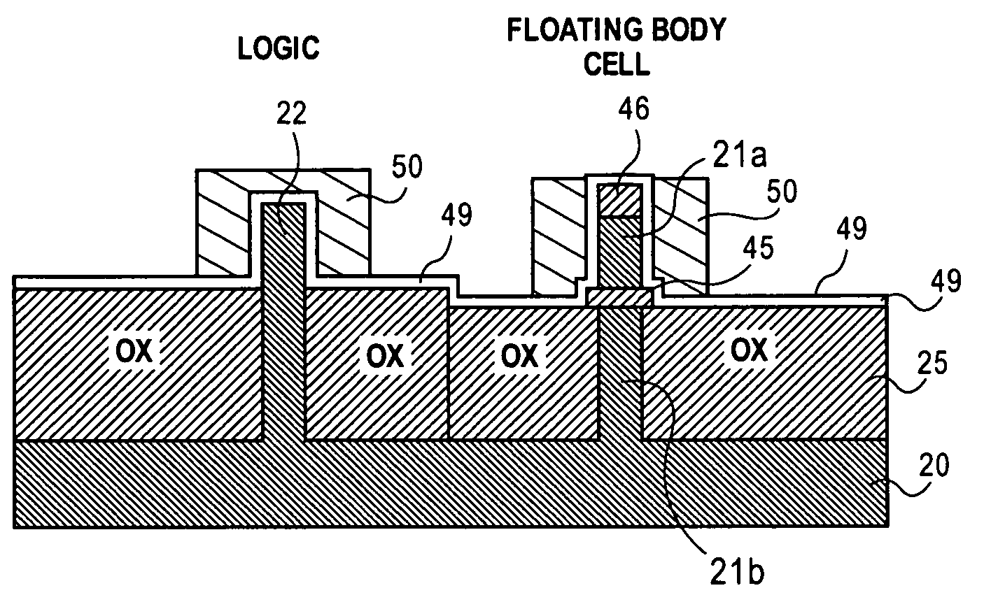 Method of combining floating body cell and logic transistors