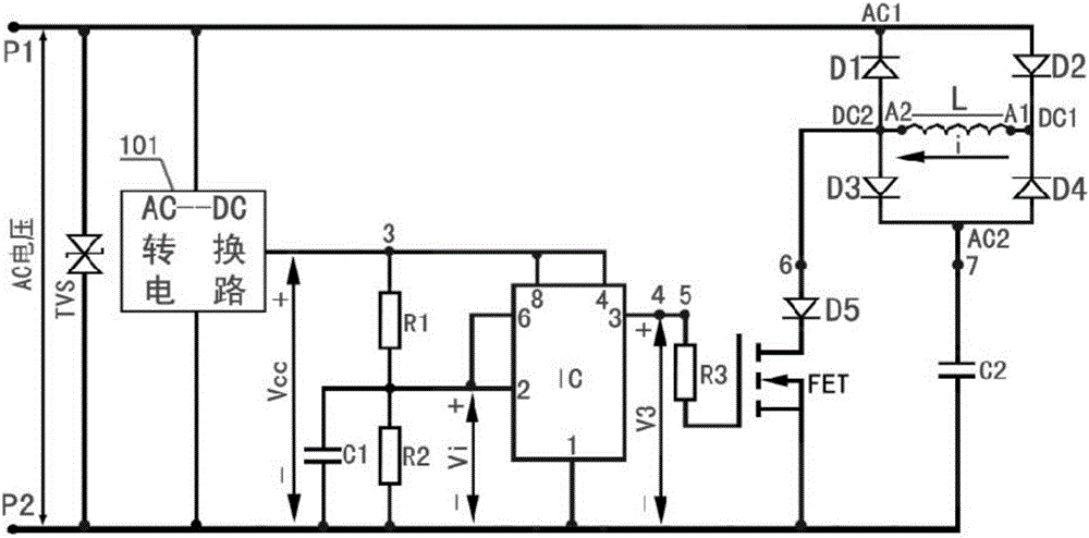 Monopulse alternating current contactor with function of suppressing transient voltage