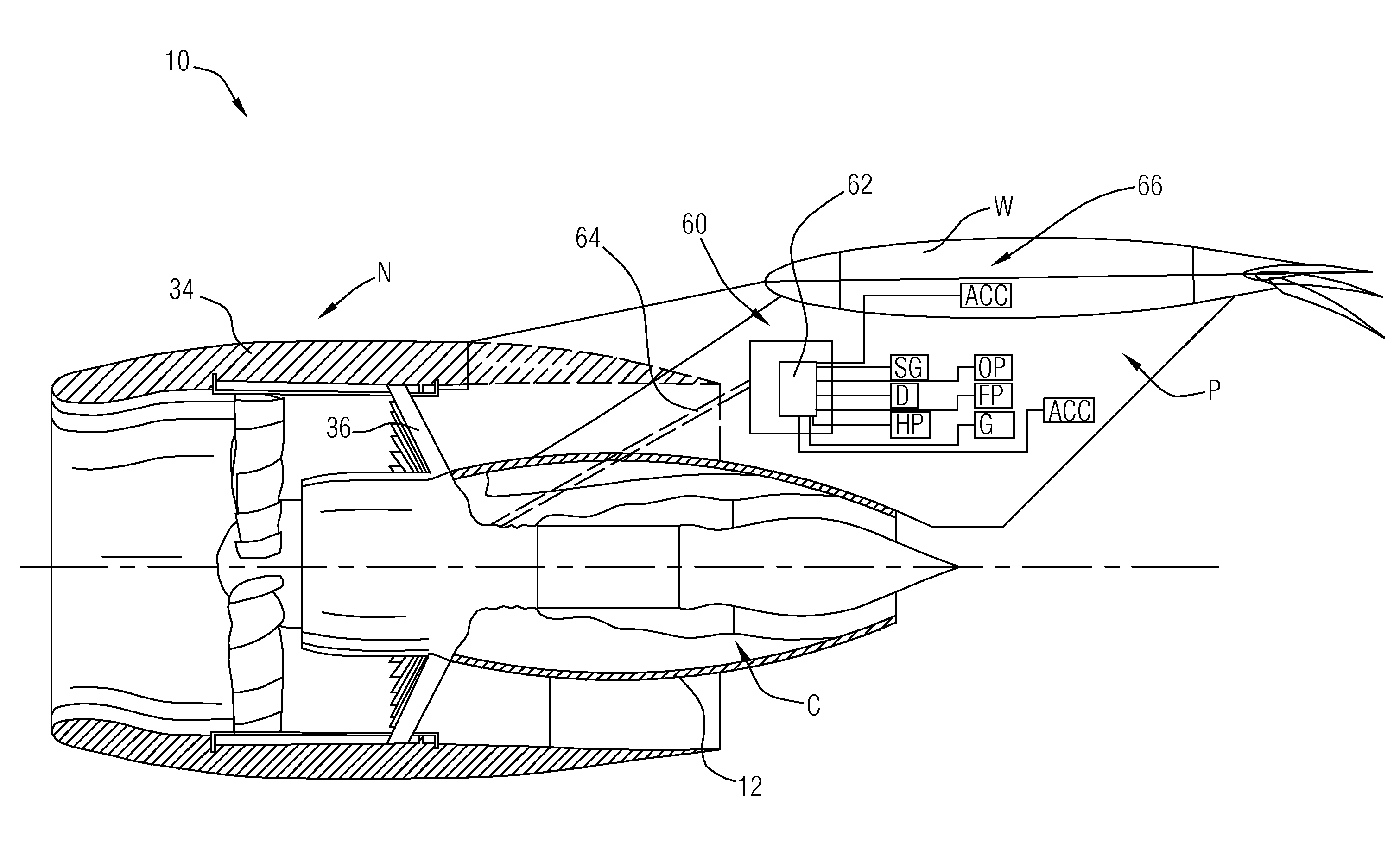 Gas turbine engine with pylon mounted accessory drive