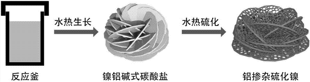 Preparation method of aluminum-doped nickel sulfide nano-flower material