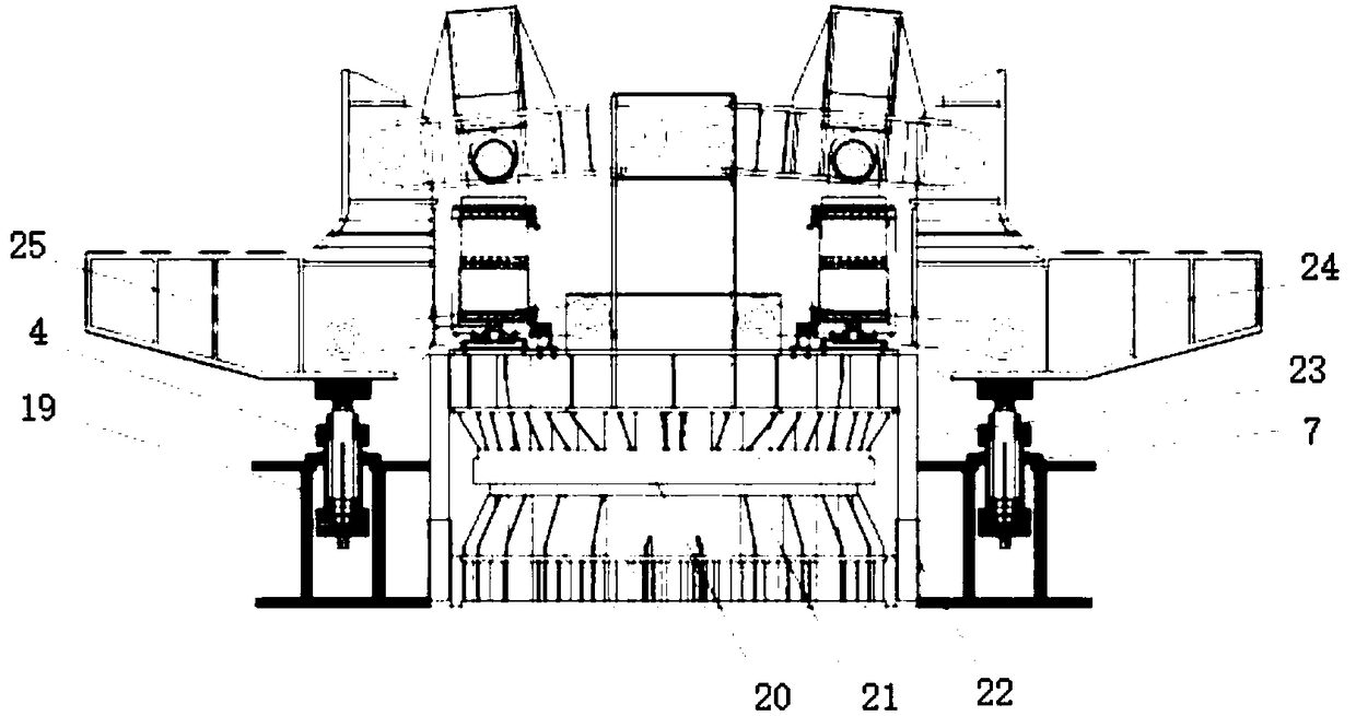 Jacking device and method for replacing steel ladle rotating disc bearing