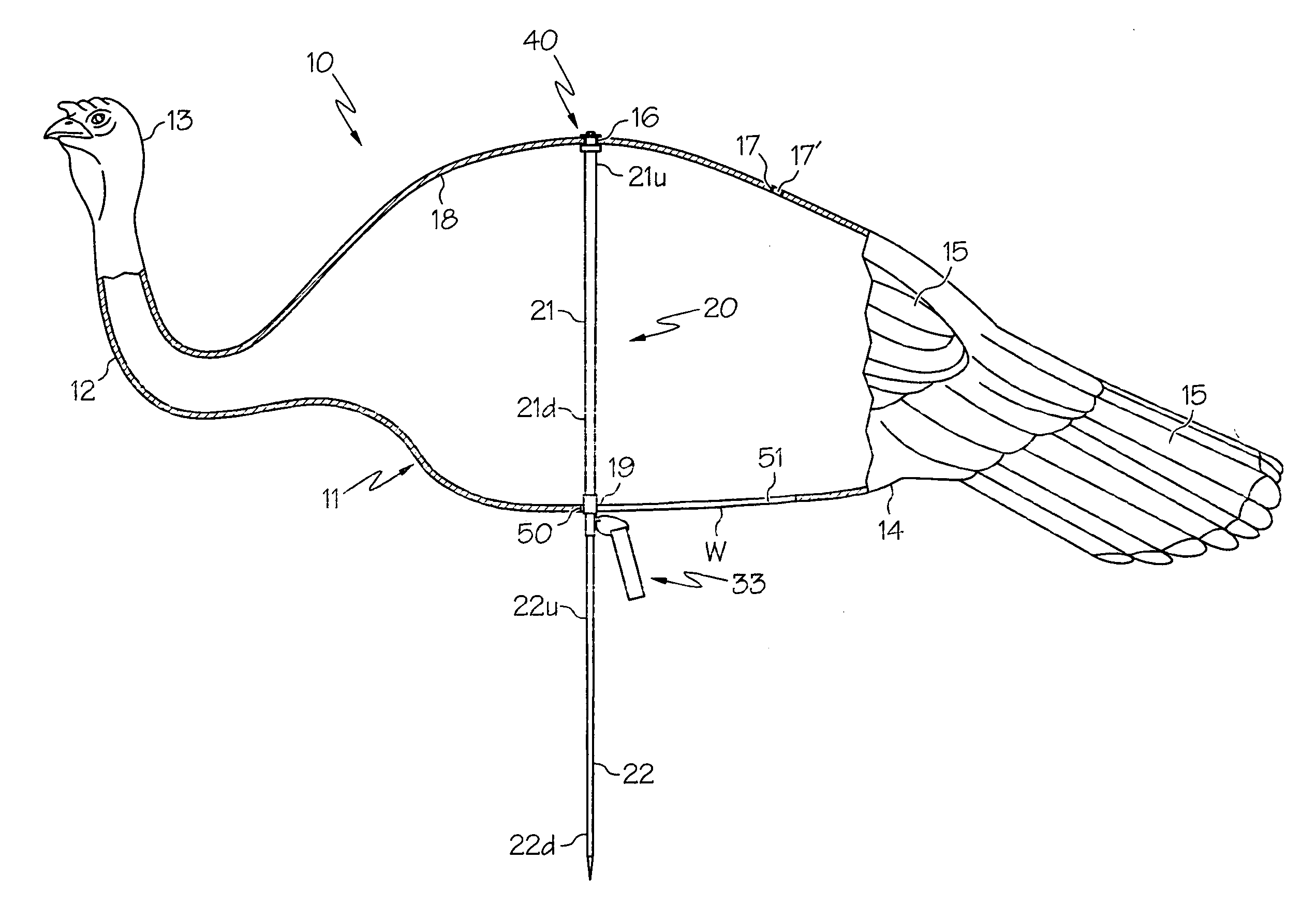 Telescopable strut for turkey decoy