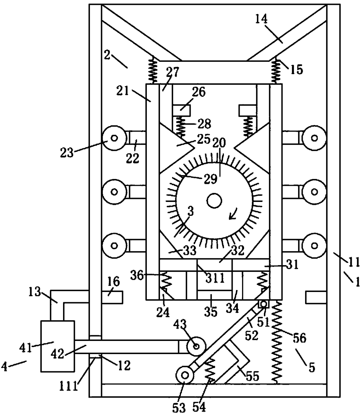 Raw material washing device for nut production