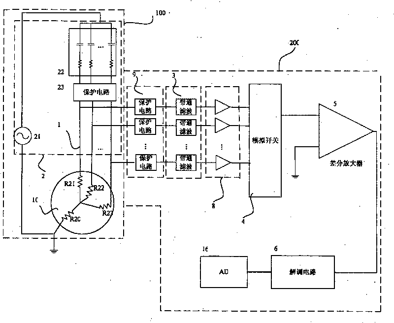 Brain impedance detection circuitry and EEG checking device