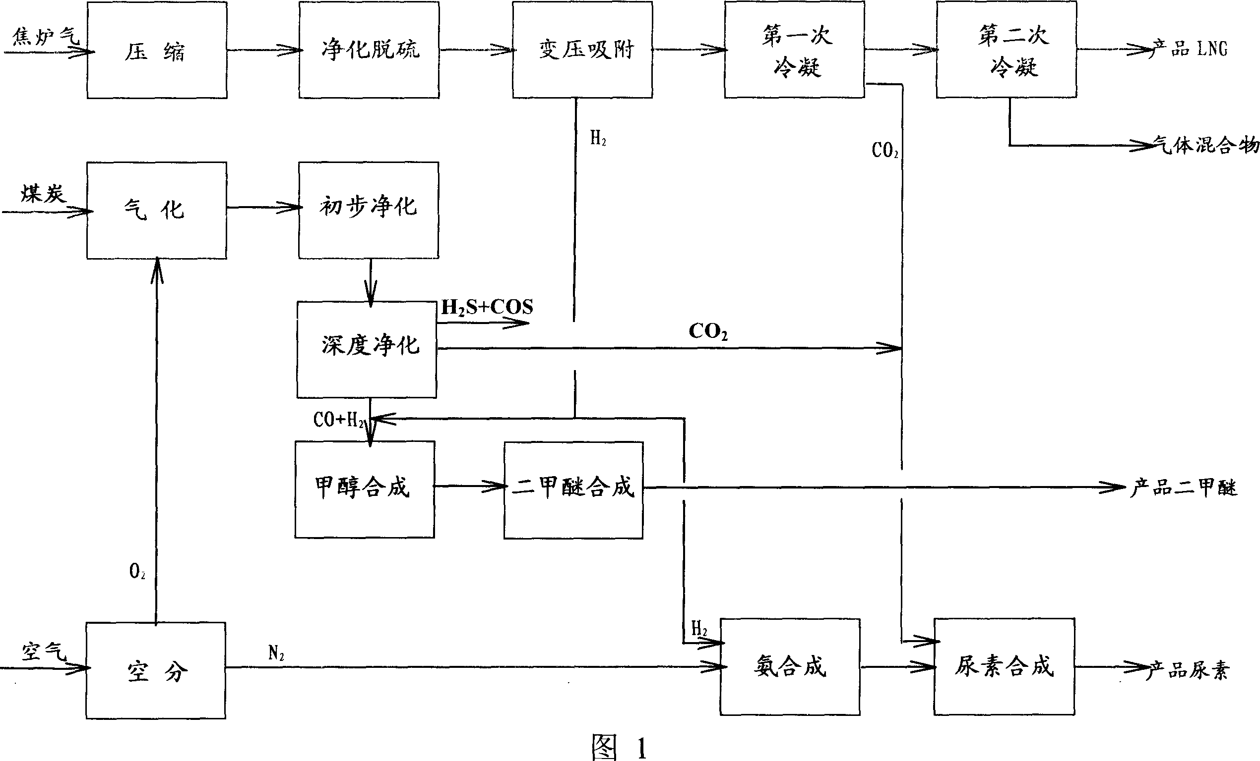 Method for concurrently producing dimethyl ether, liquefied natural gas and urea