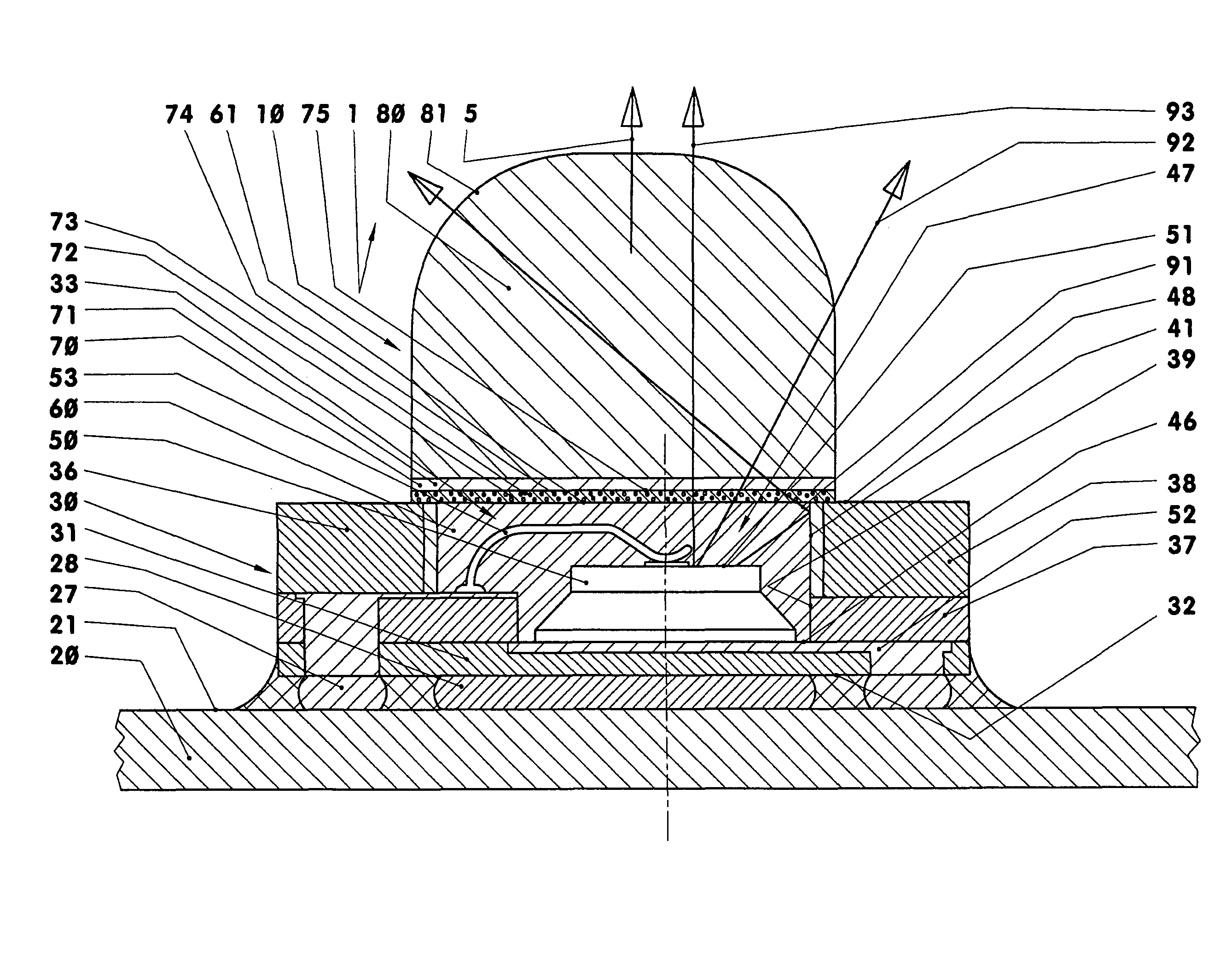 Light emitting semi-conductor diode (with high light output)