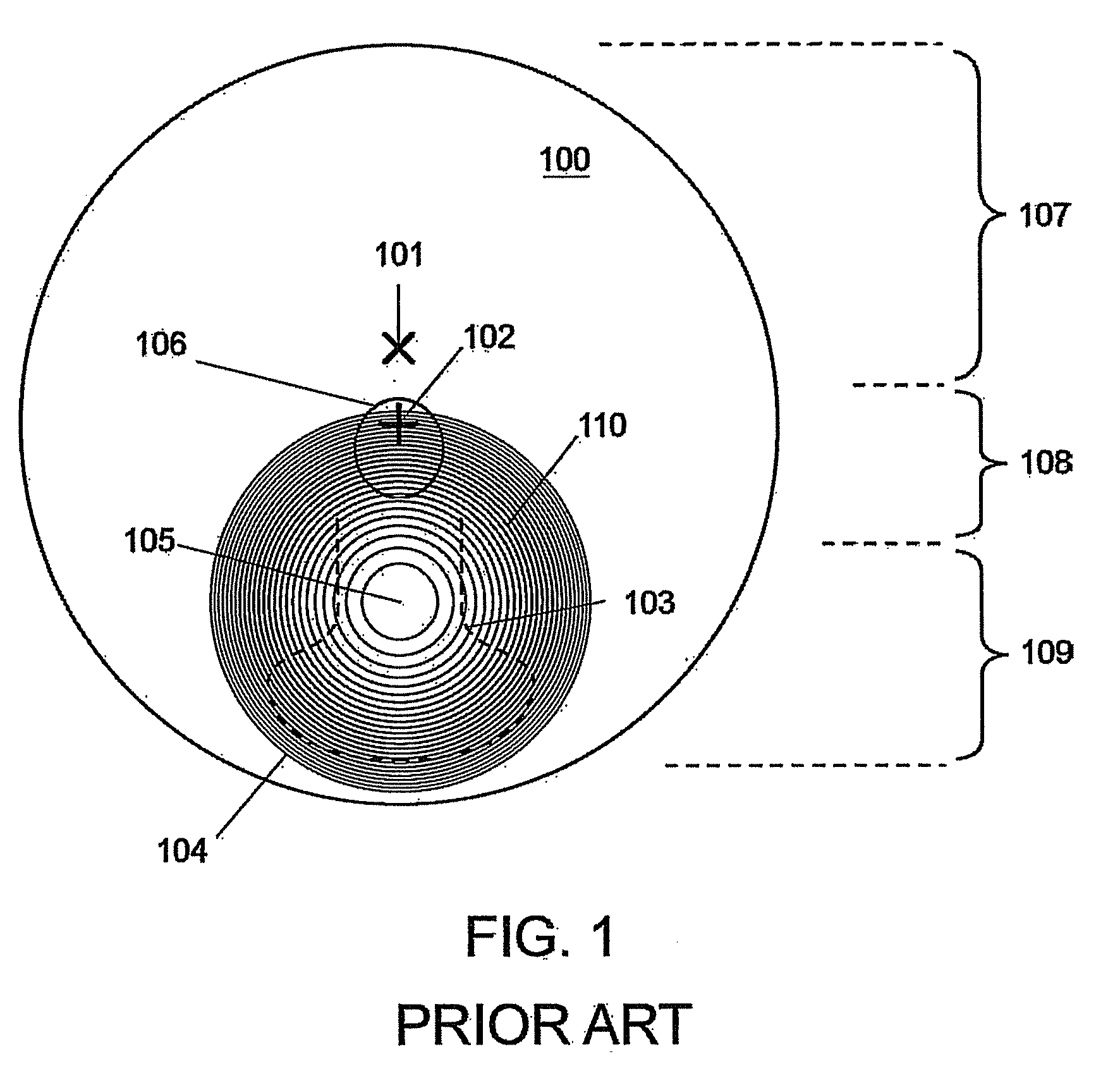 Multifocal lens with a diffractive optical power region