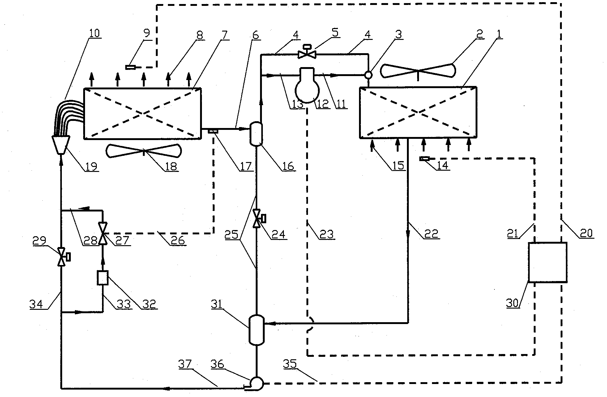 Heat pipe and refrigerating system combined energy transportation method