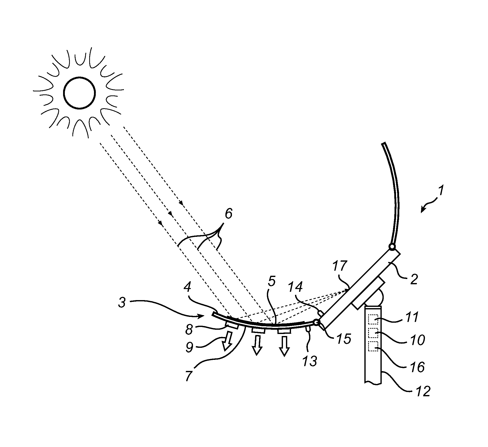 Solar powered lighting arrangement