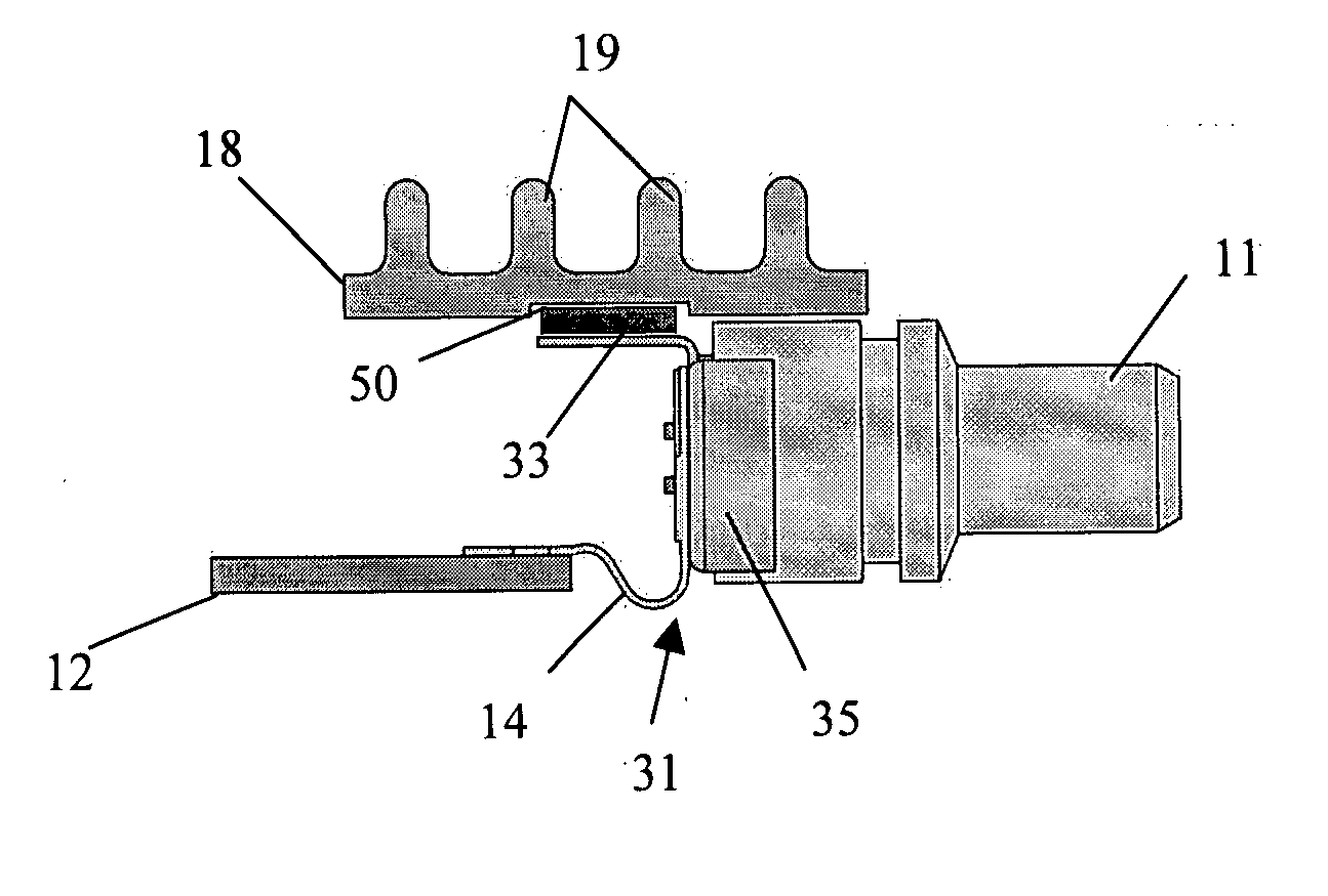 Heat sink tab for optical sub-assembly