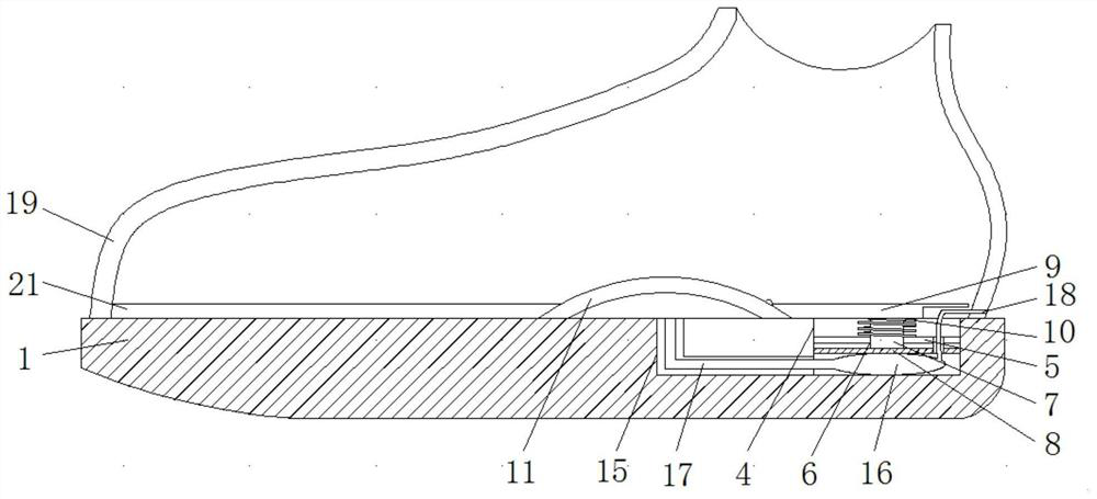 Heat dissipation shoe for unpowered flat feet