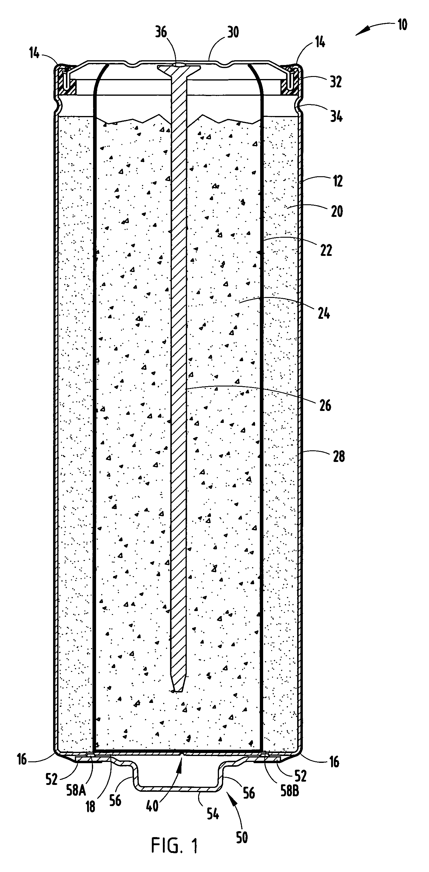 Battery can having off-center C-shaped vent