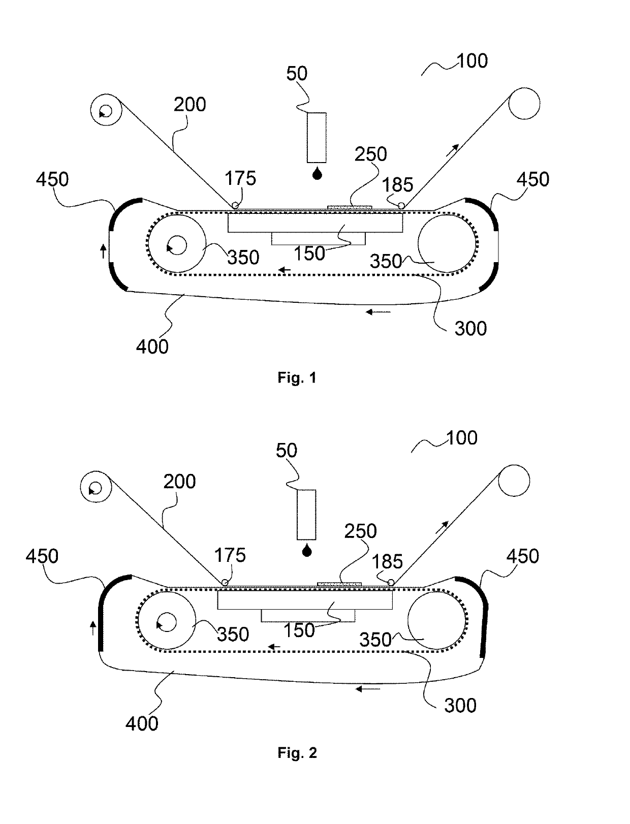 Printing device with conveyor belt