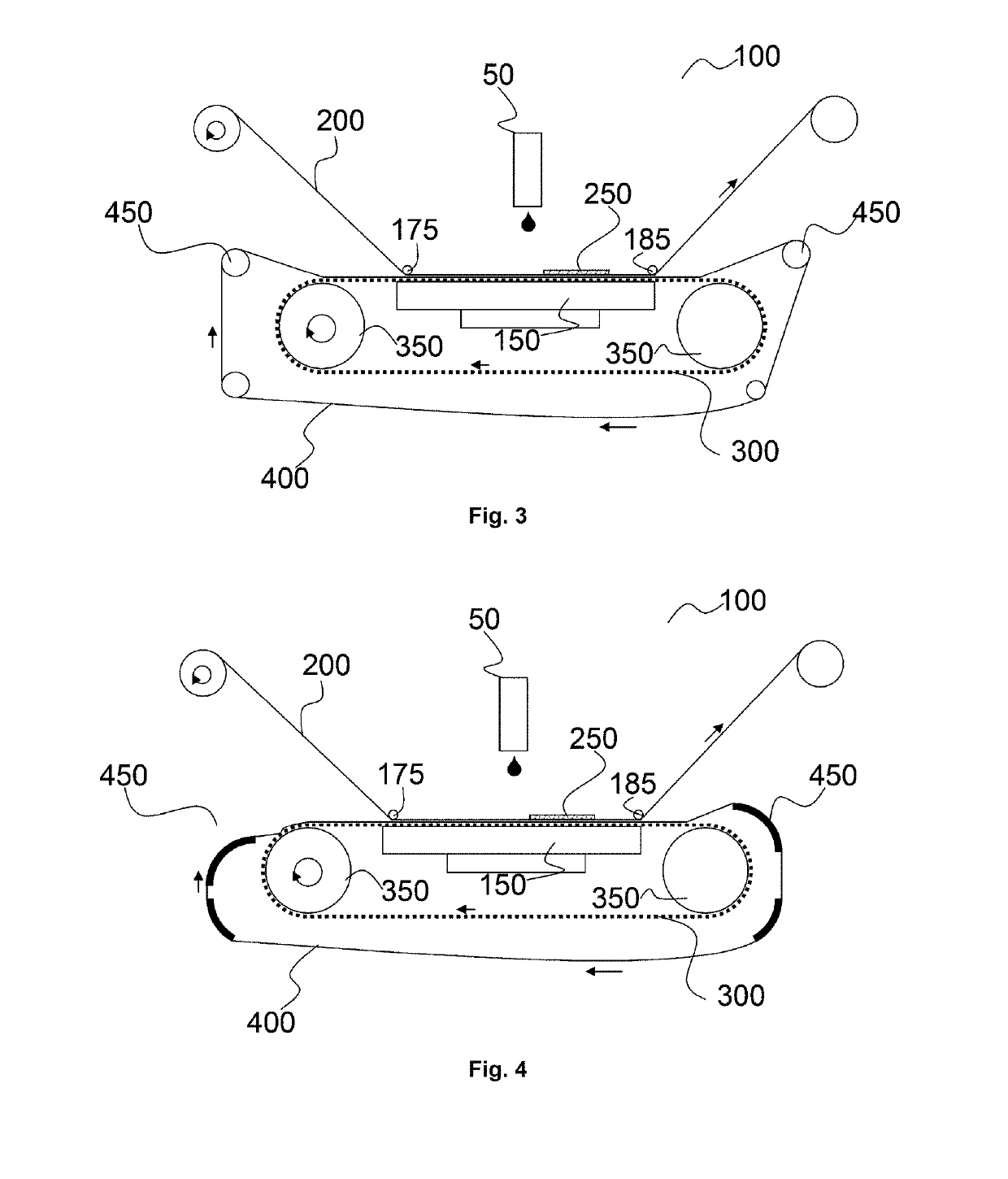 Printing device with conveyor belt