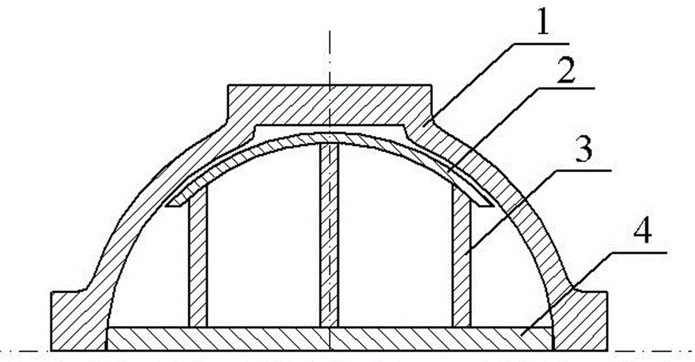 Thermal treatment and deformation prevention tool for thin-wall cylinder body casting and thermal treatment charging method thereof