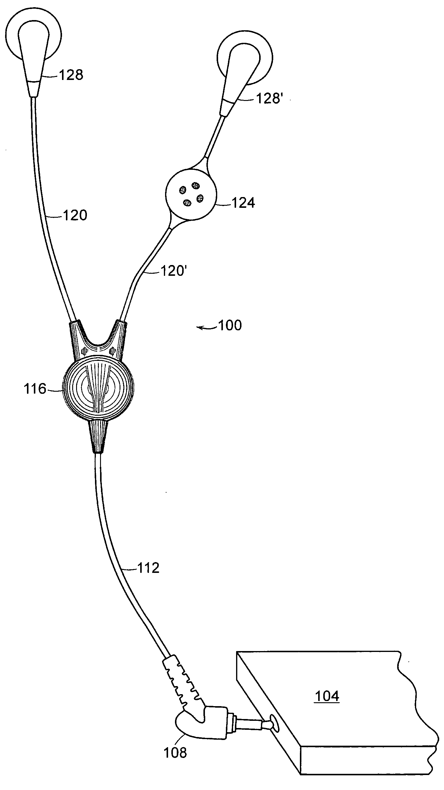 Stereo headset with integrated earpiece mount