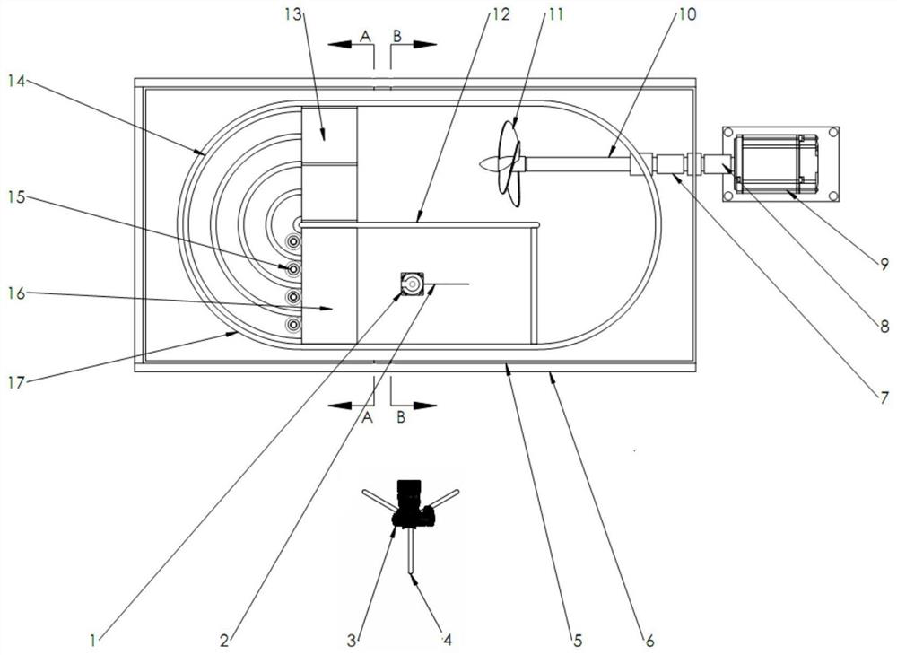 An underwater bionic fin submerged propulsion test device and method