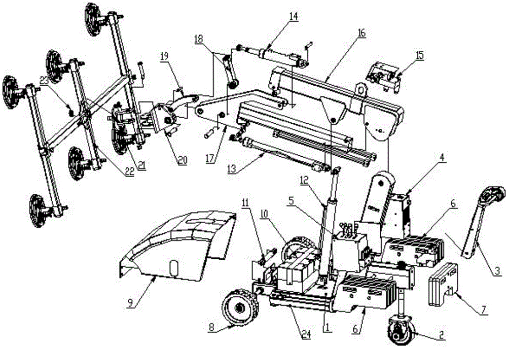 Electric transportation trolley for automatic glass mounting