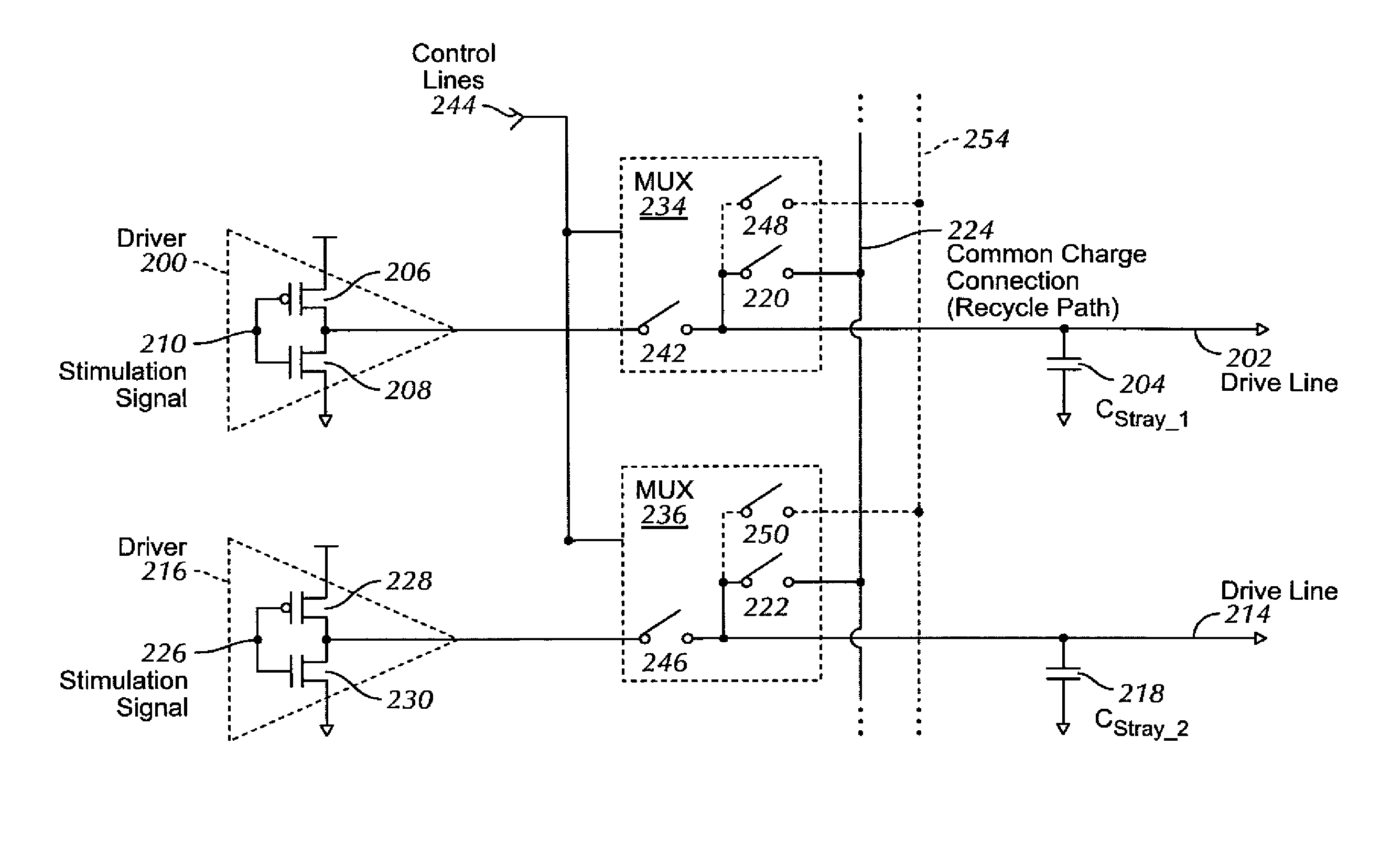 Charge recycling for multi-touch controllers