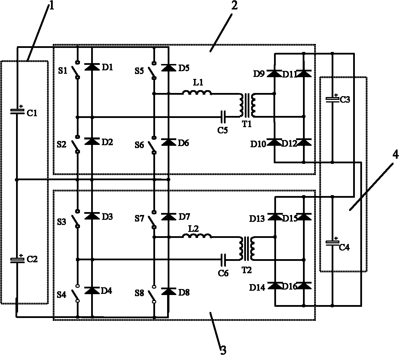 DC/DC converter suitable for high-voltage input high-power output