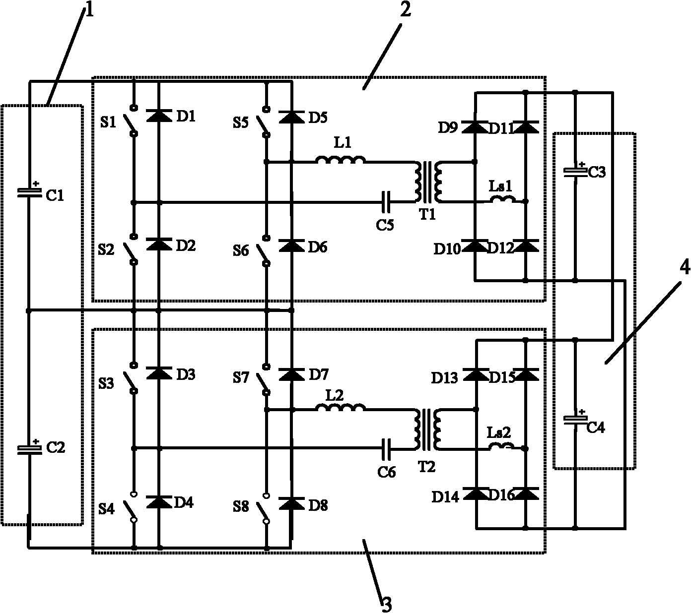 DC/DC converter suitable for high-voltage input high-power output