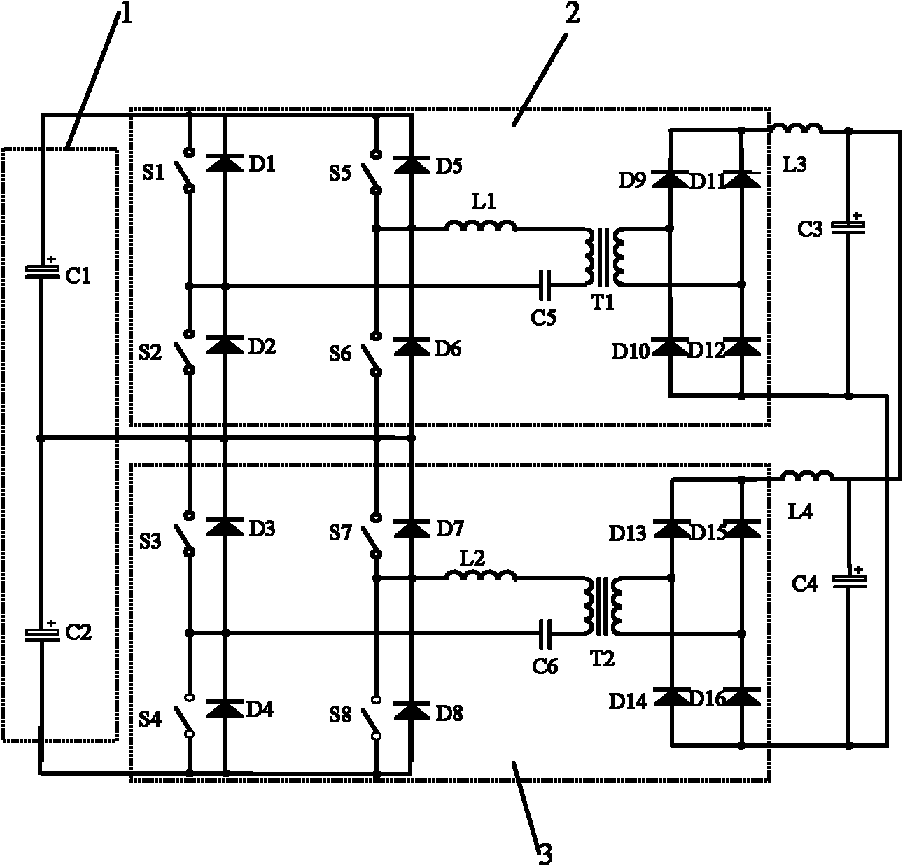 DC/DC converter suitable for high-voltage input high-power output