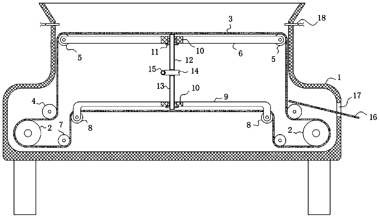 Flexible flow guide device for reducing tobacco shred cabinet-entering height