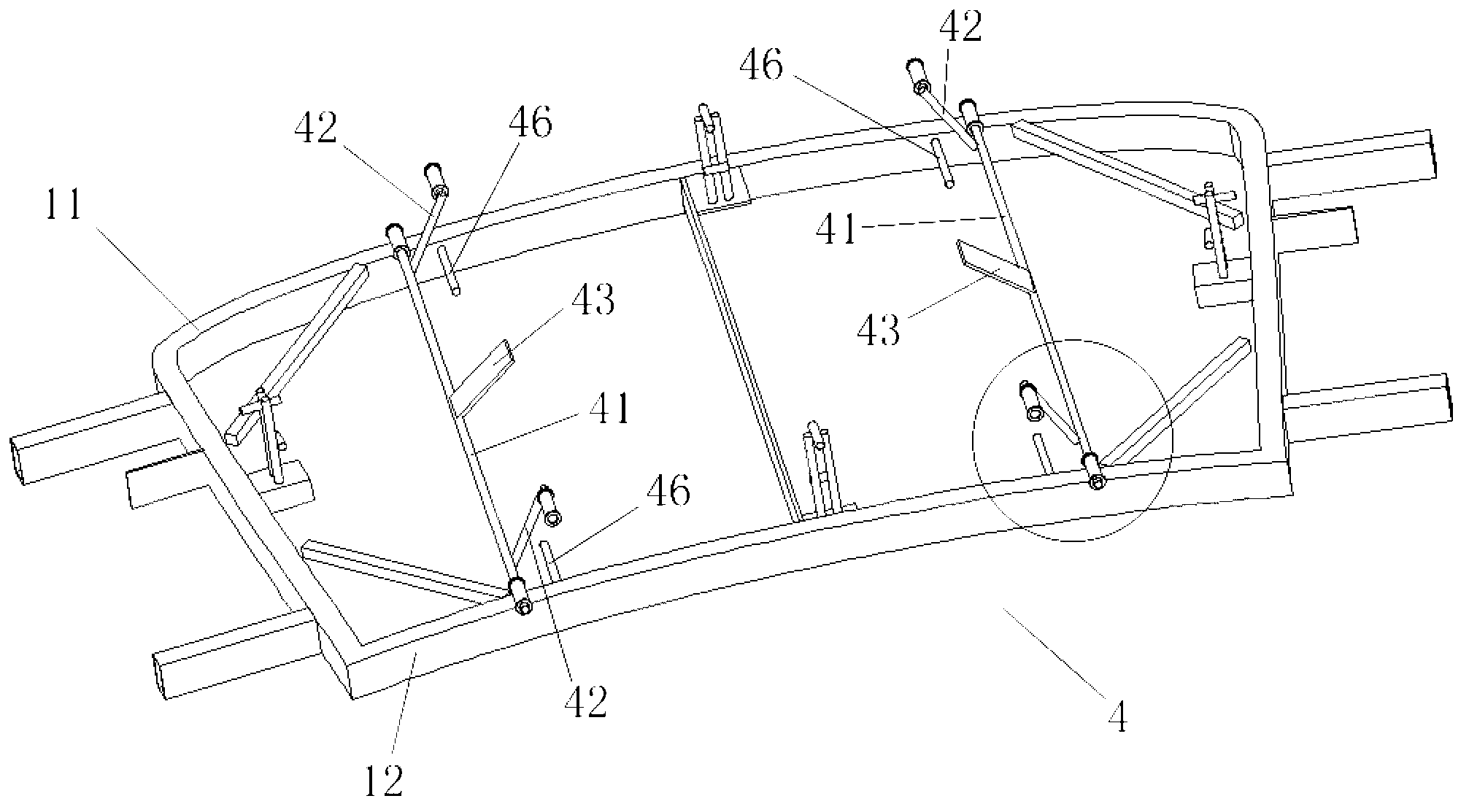 Roast-bending die for secondary forming of automobile glass