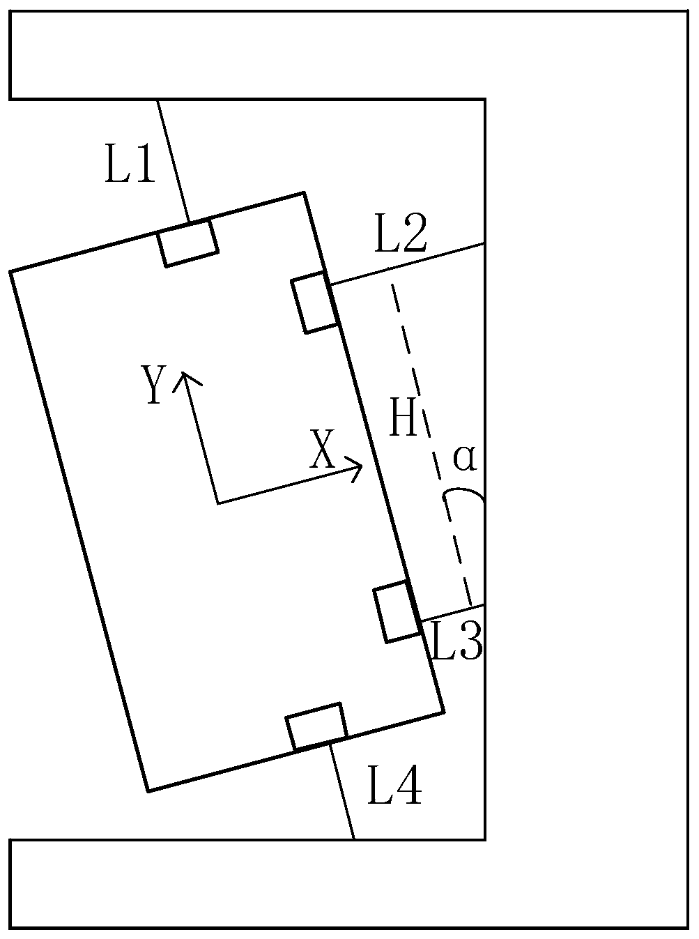 Two-dimensional space guiding and positioning method based on laser range finding