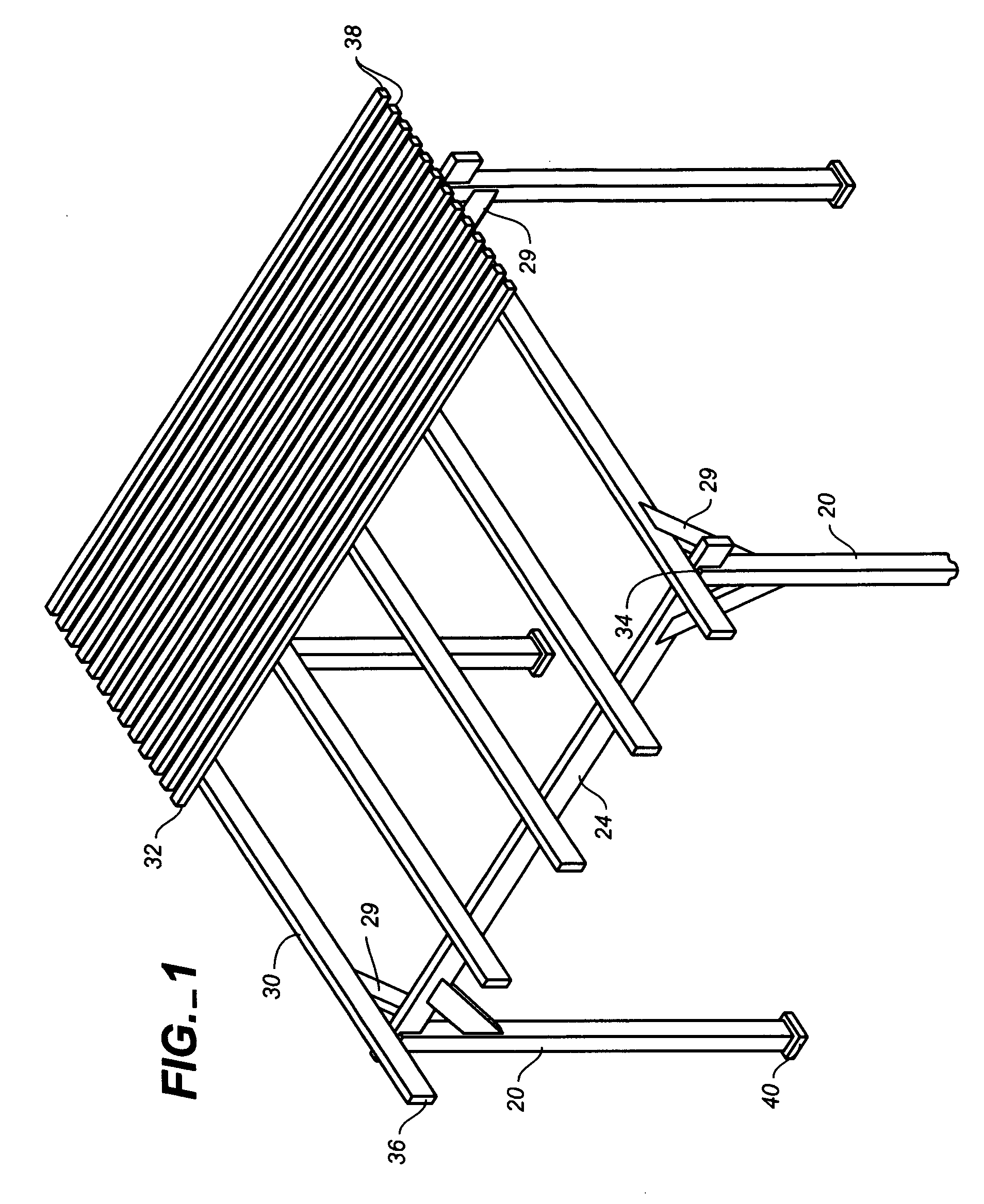 Pergola having posts, beams, joists, strips, clips, and internal support stiffeners