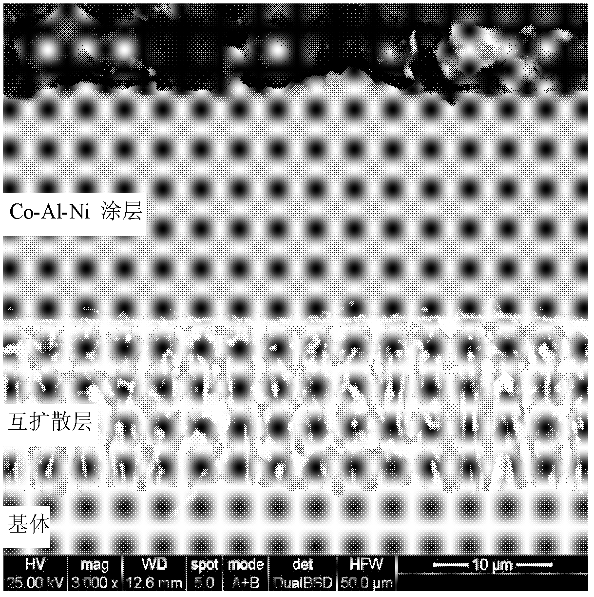 Method of preparing CoAlNi coating on Ni-based high-temperature alloy through pack cementation