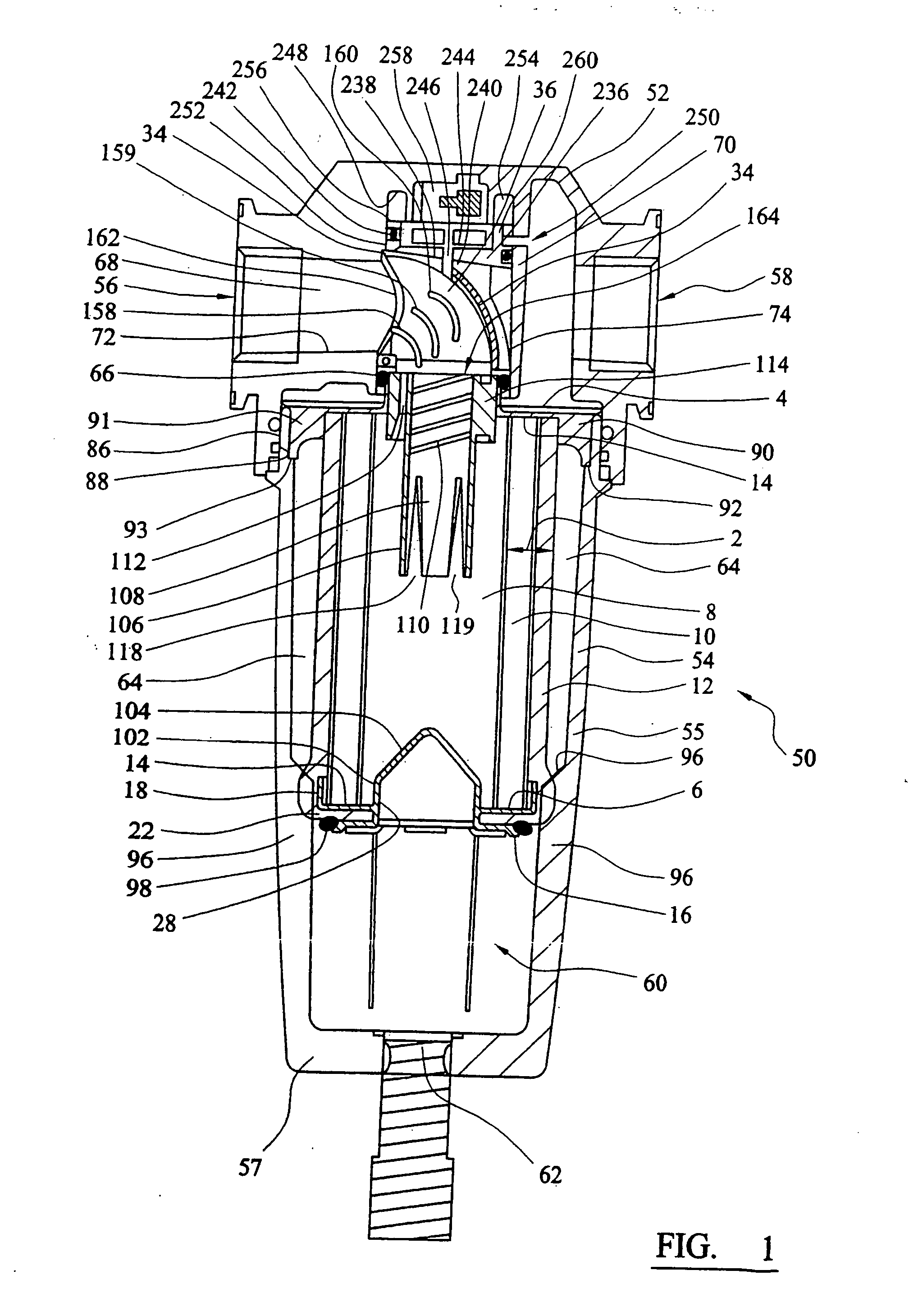 Assembly for collecting material entrained in a gas stream