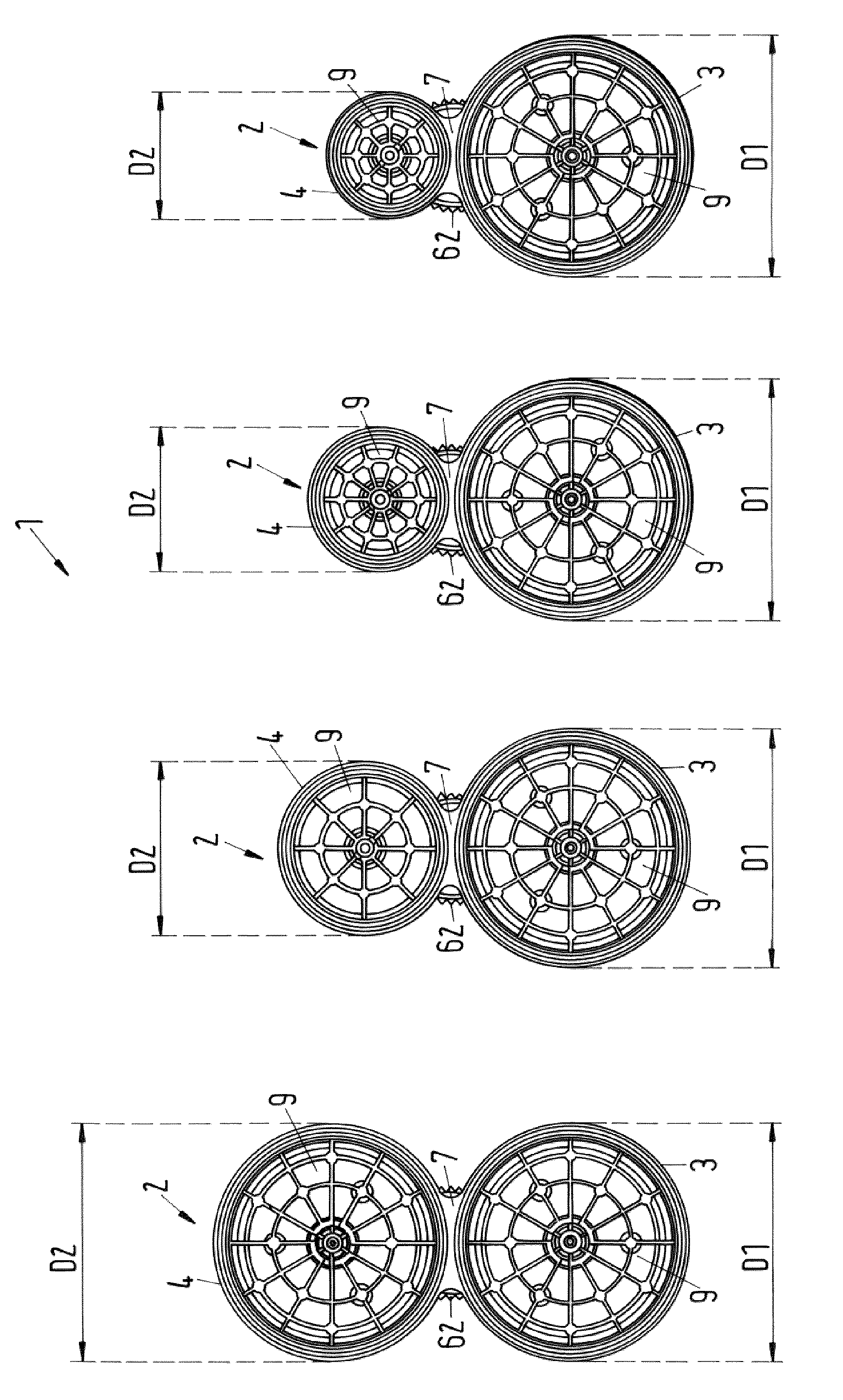 Set of multicomponent cartridges