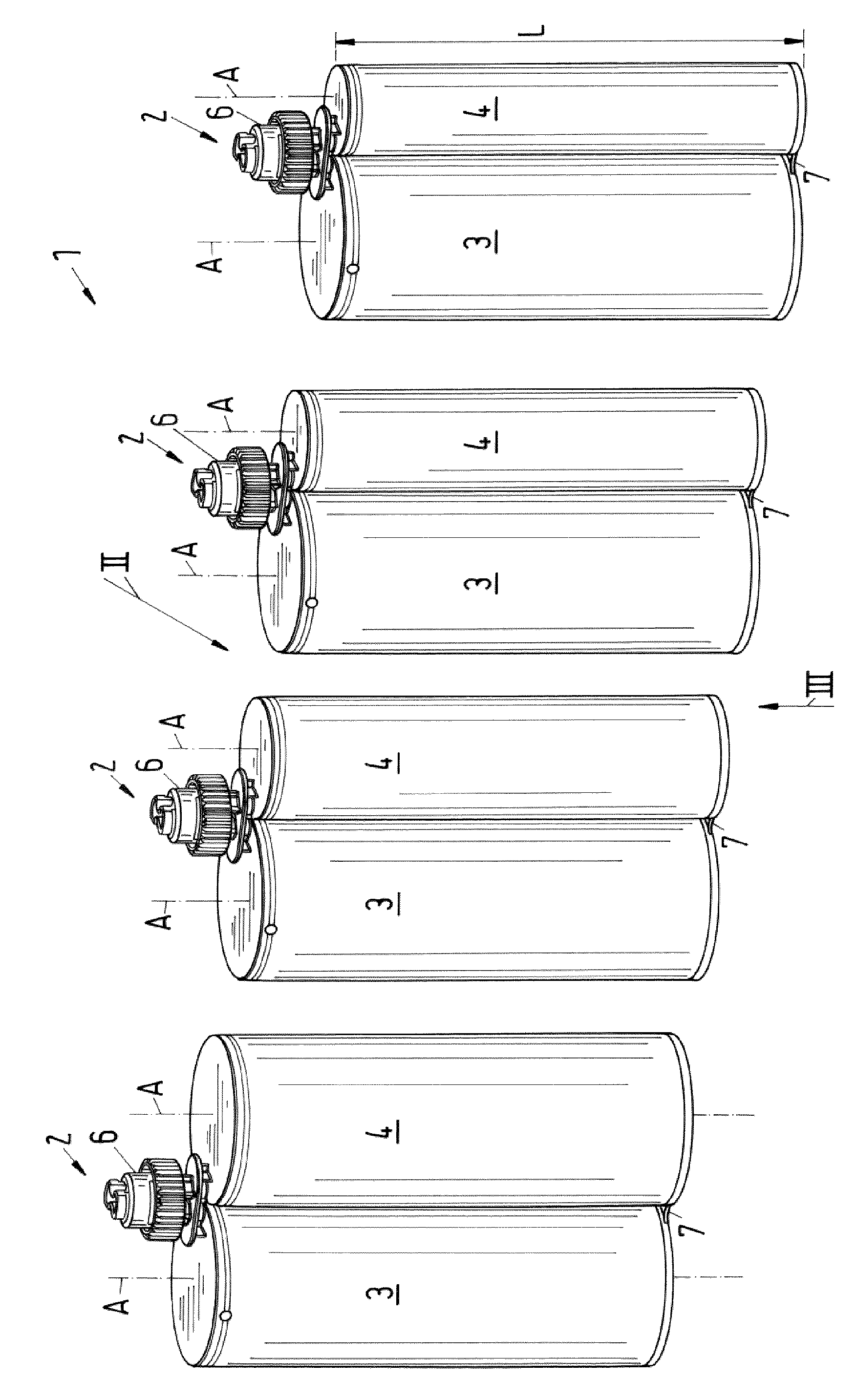 Set of multicomponent cartridges