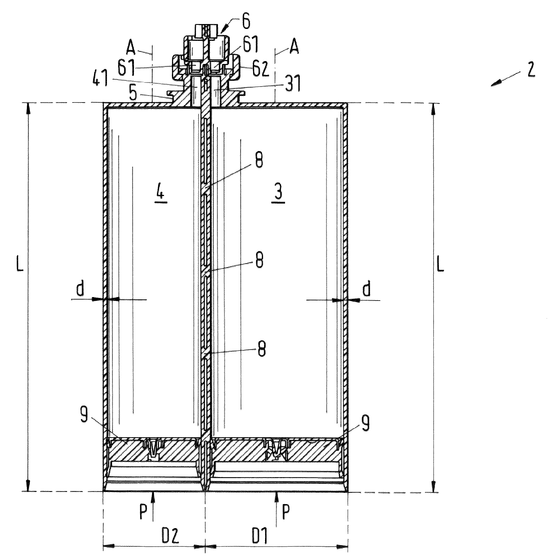 Set of multicomponent cartridges