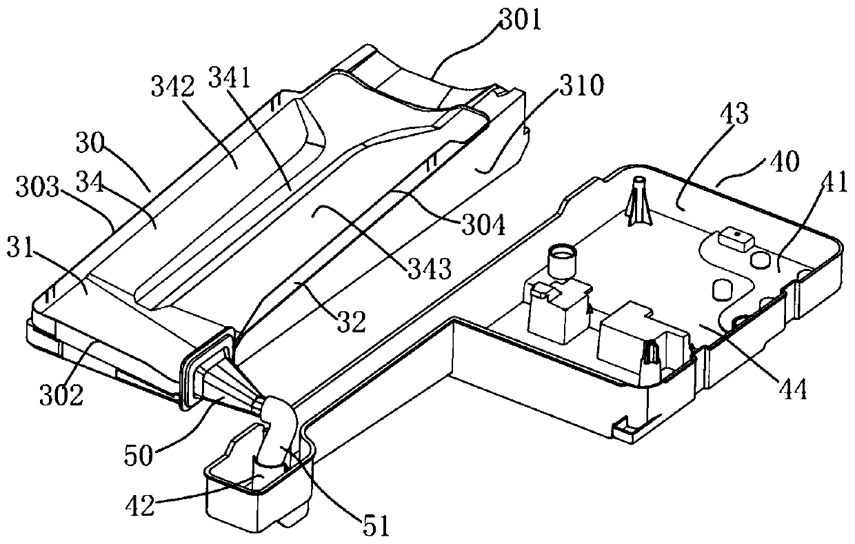 Drainage structure and horizontal refrigerator