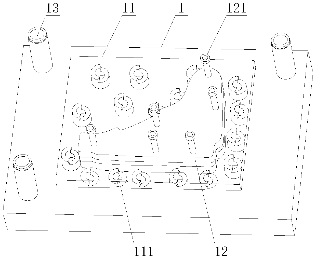 Stamping die for front suspension left-right upper bracket inner side plate