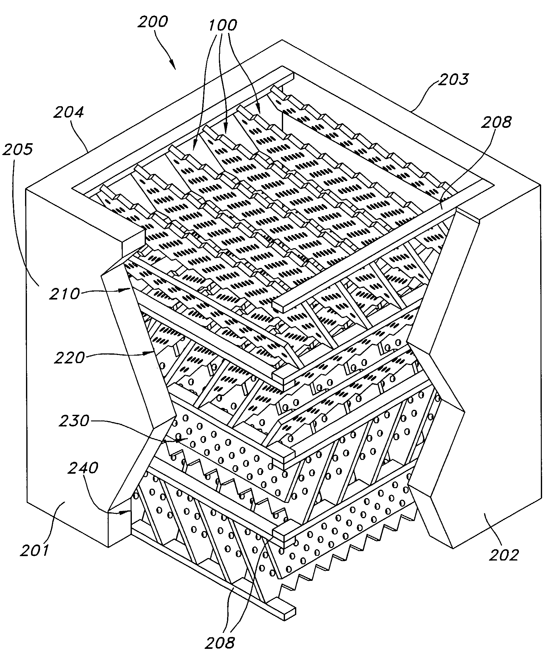 Apparatus for countercurrent contacting of gas and solids