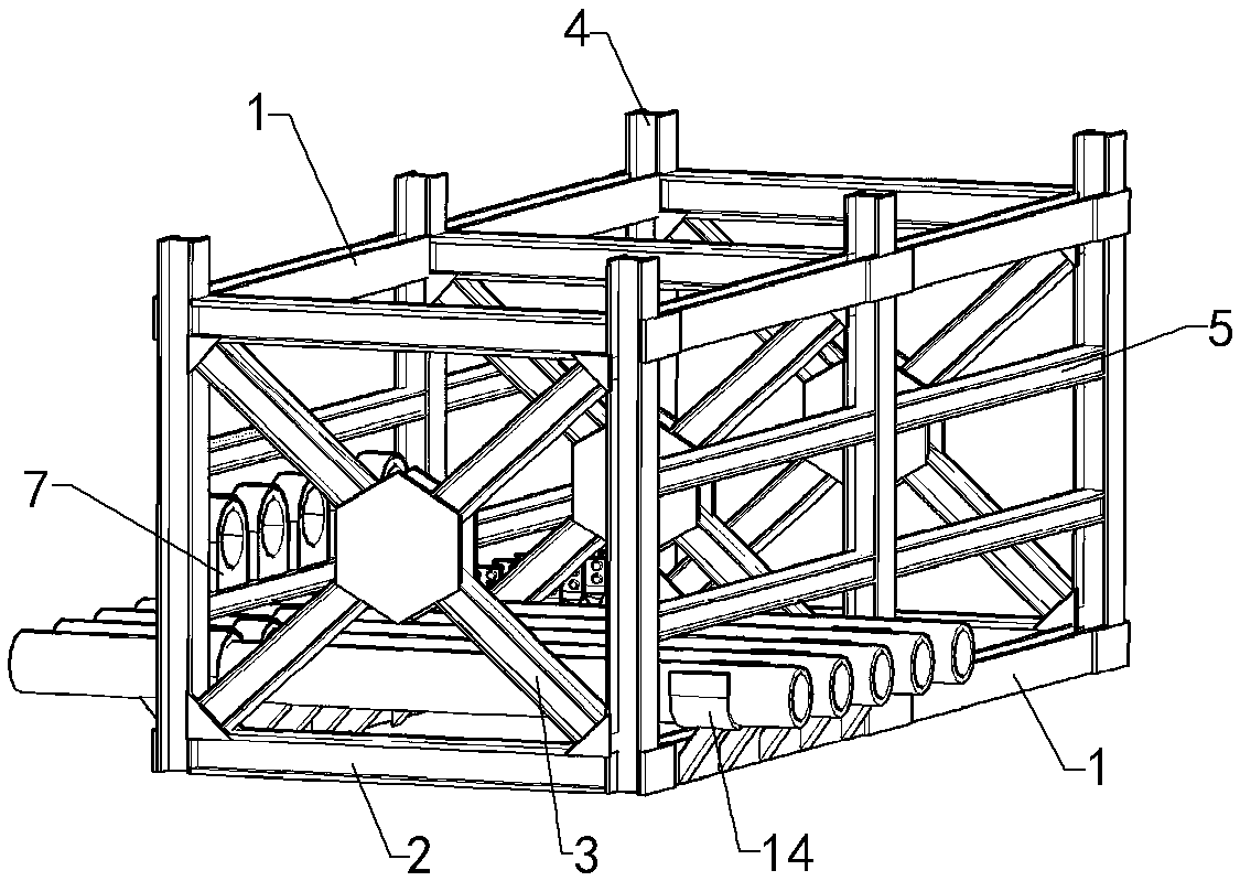 Multi-pipeline fixed support and construction method thereof