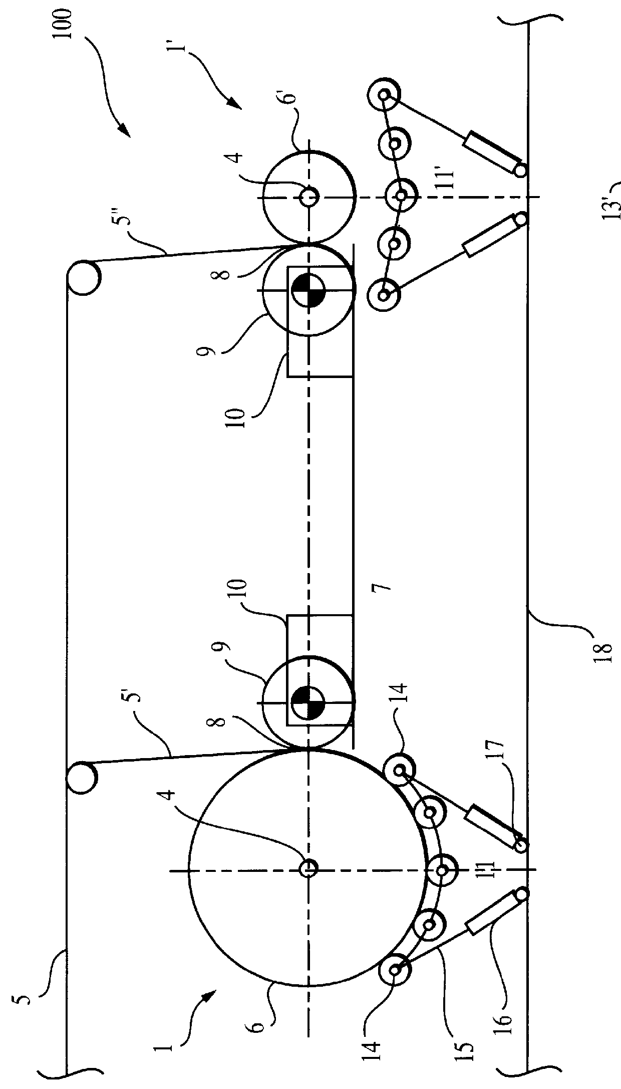 Winding device including a support device and winding process