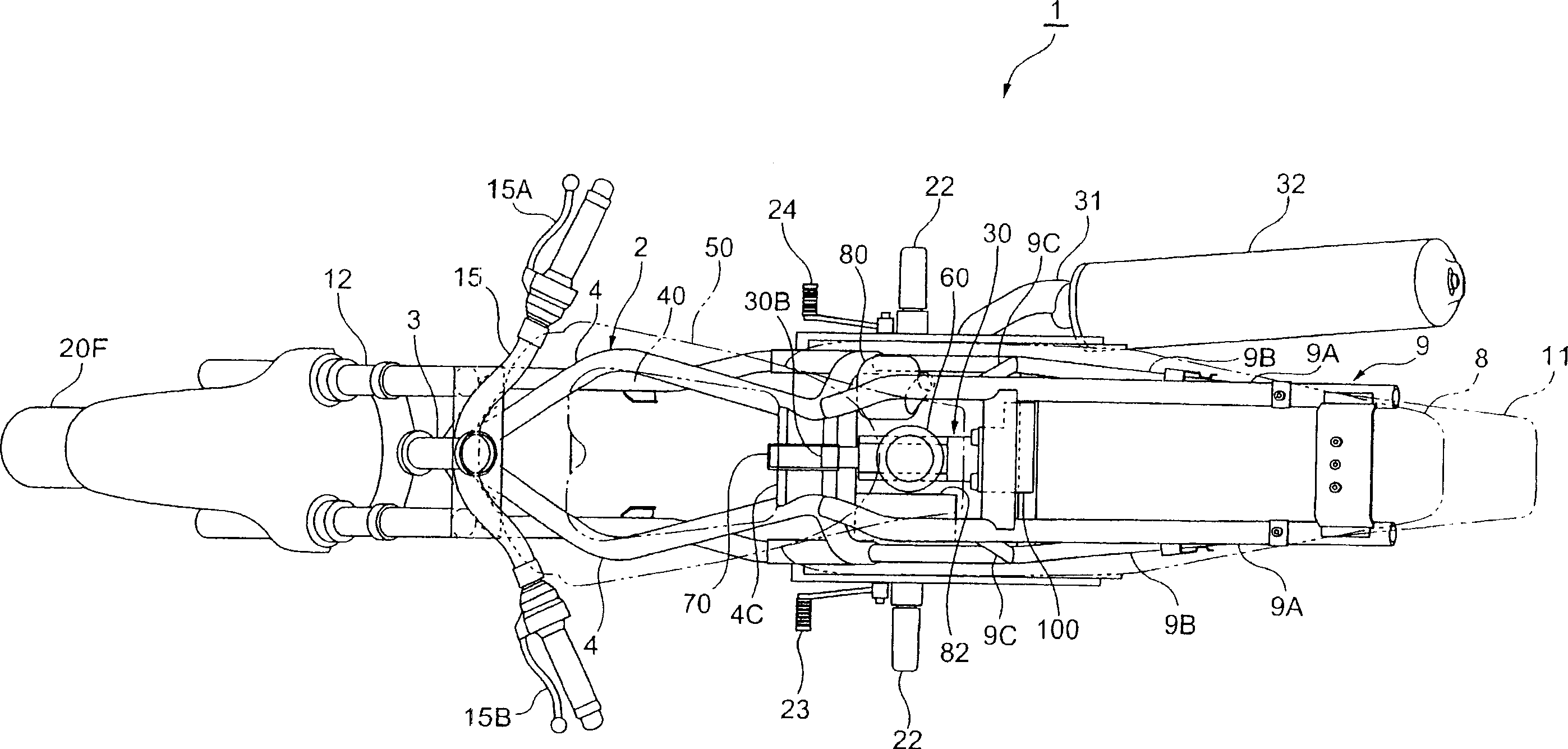 Rear buffer configuring structure of two-wheels motor vehicle