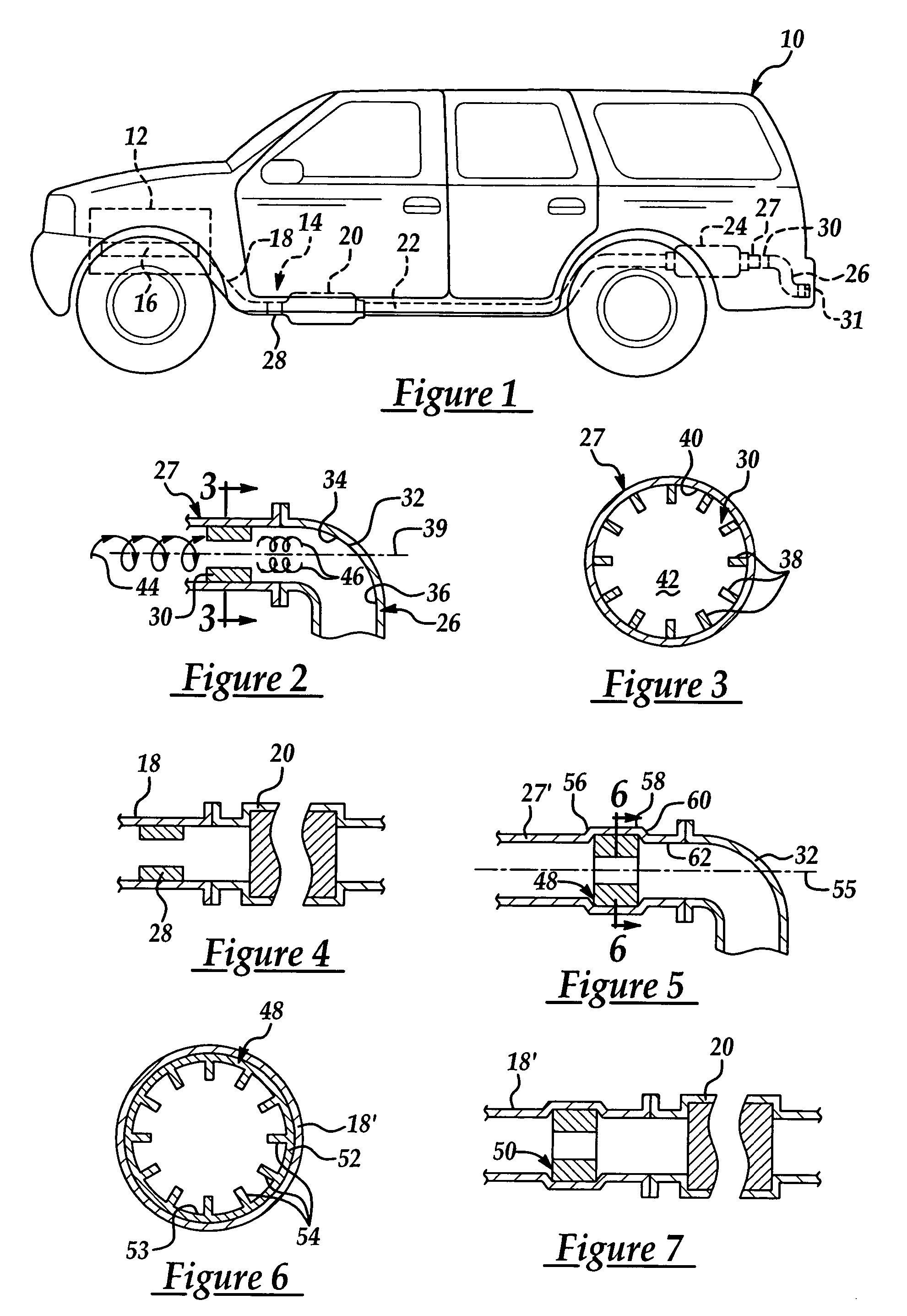 Noise attenuation device for a vehicle exhaust system